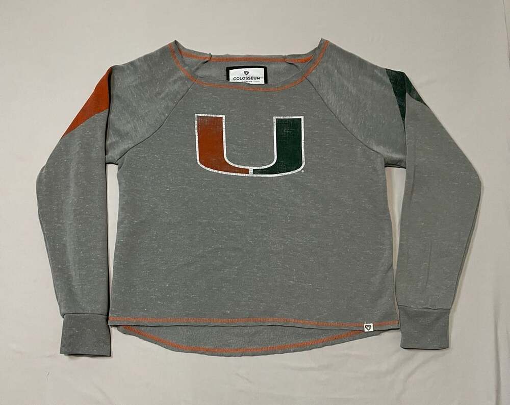 Colosseum Miami Hurricanes Sweatshirt Women’s Size L Gray Long Sleeve